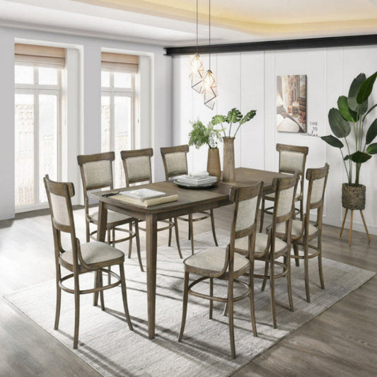 Bistro Vintage Walnut 9 Piece Dining Set