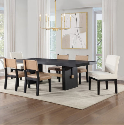 Aubrey 7PC Black Dining Set W/Uph Chairs