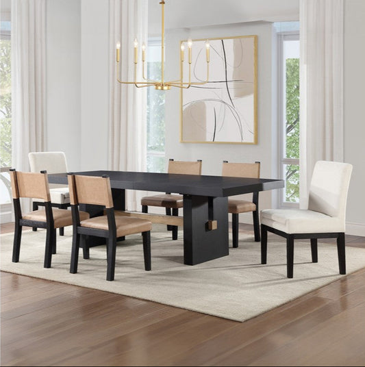 Aubrey 7PC Black Dining Set W/Uph Chairs